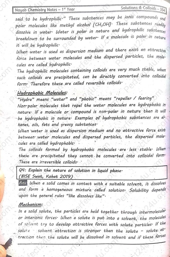 1st Year Chemistry cha 10 Solution Colloids Guide Copy 4 Perfect Notes 24U