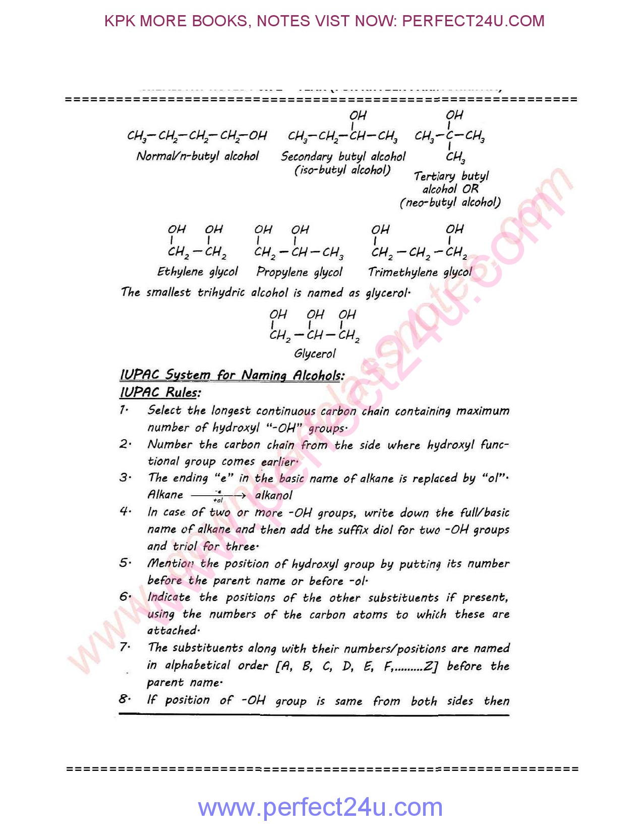 Chemistry Cha 18 Alcohol, Phenol, And Ether Notes Kpk 2nd Years