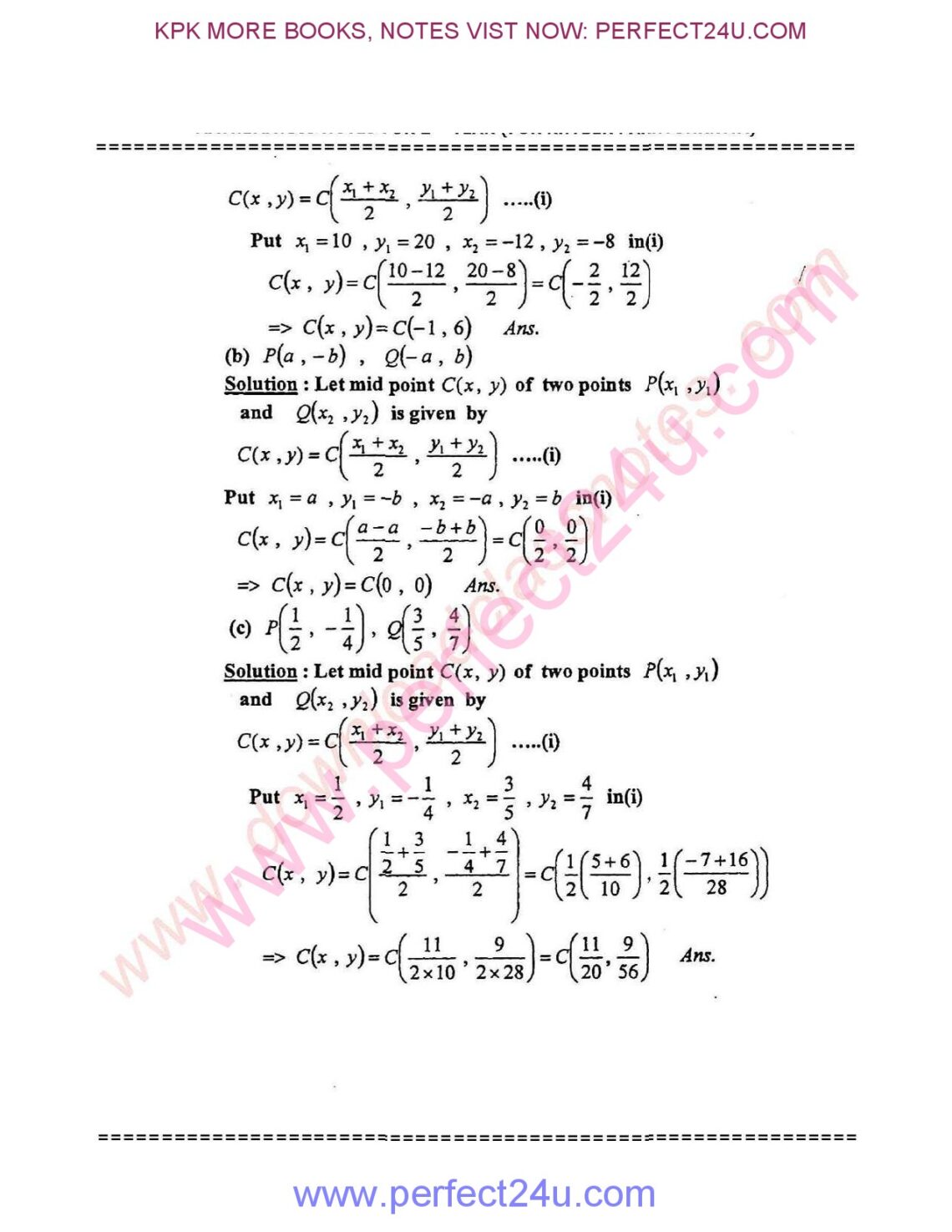 Unit 7 Plane Analytical Geometry Straight Line Maths Notes KPK