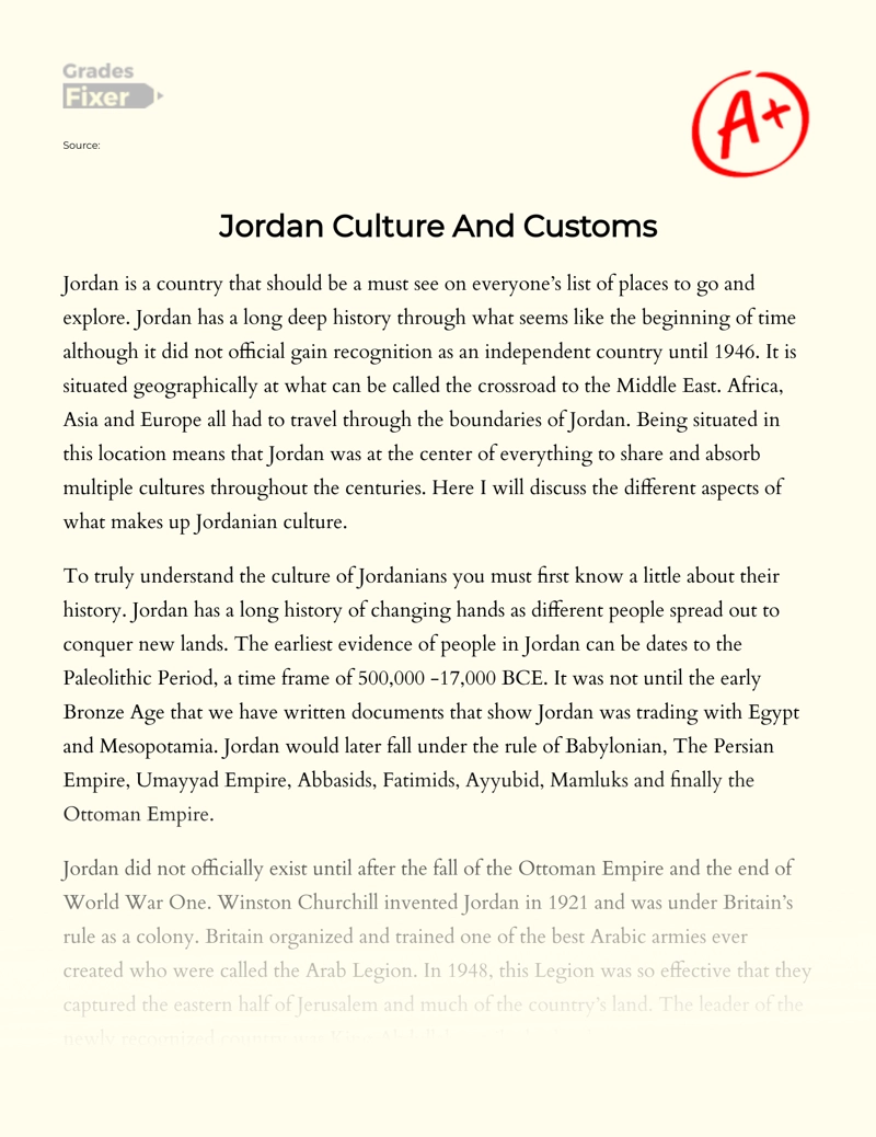 Write An Essay On Jordan