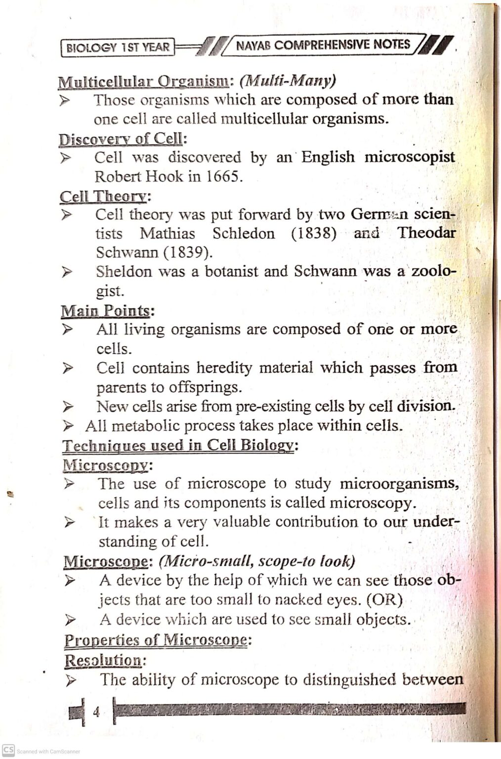 Cell Structure And Function Biology Class 11 Notes Chapter 1